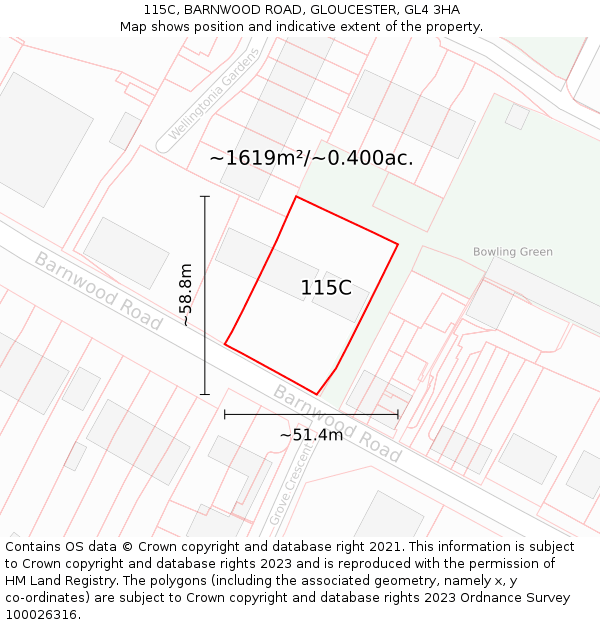 115C, BARNWOOD ROAD, GLOUCESTER, GL4 3HA: Plot and title map