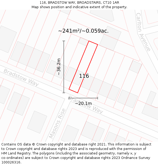 116, BRADSTOW WAY, BROADSTAIRS, CT10 1AR: Plot and title map