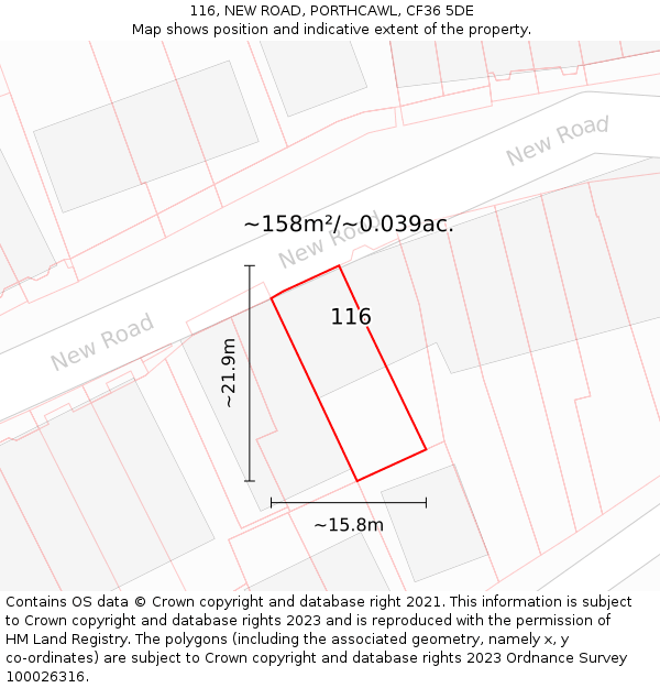 116, NEW ROAD, PORTHCAWL, CF36 5DE: Plot and title map