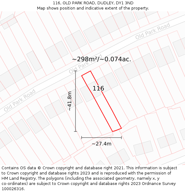 116, OLD PARK ROAD, DUDLEY, DY1 3ND: Plot and title map