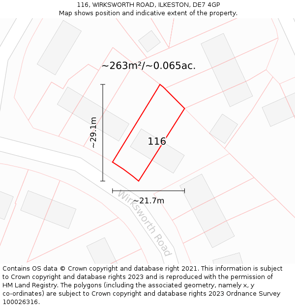 116, WIRKSWORTH ROAD, ILKESTON, DE7 4GP: Plot and title map