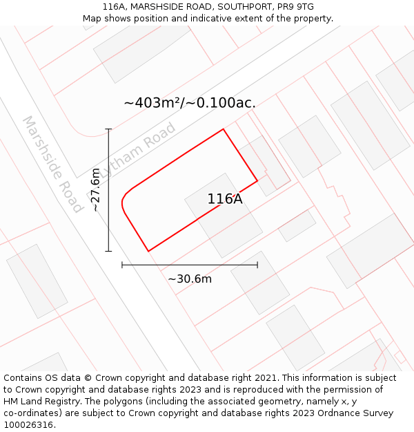 116A, MARSHSIDE ROAD, SOUTHPORT, PR9 9TG: Plot and title map