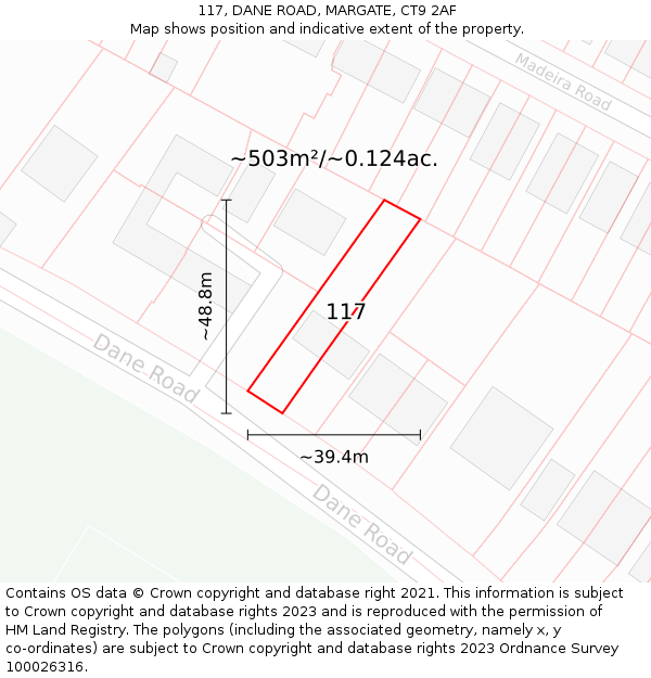 117, DANE ROAD, MARGATE, CT9 2AF: Plot and title map