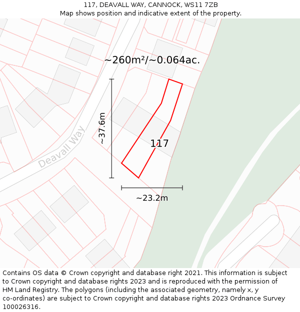 117, DEAVALL WAY, CANNOCK, WS11 7ZB: Plot and title map