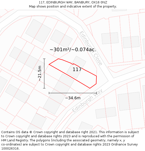 117, EDINBURGH WAY, BANBURY, OX16 0NZ: Plot and title map