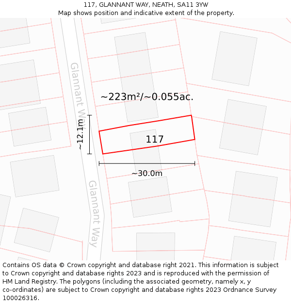 117, GLANNANT WAY, NEATH, SA11 3YW: Plot and title map