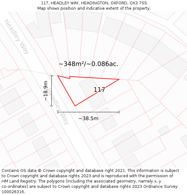 117, HEADLEY WAY, HEADINGTON, OXFORD, OX3 7SS: Plot and title map