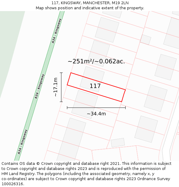 117, KINGSWAY, MANCHESTER, M19 2LN: Plot and title map