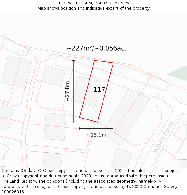 117, WHITE FARM, BARRY, CF62 9EW: Plot and title map