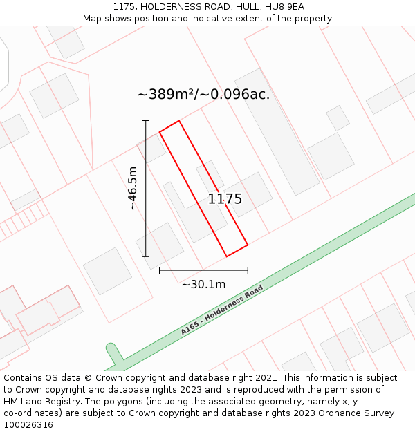 1175, HOLDERNESS ROAD, HULL, HU8 9EA: Plot and title map