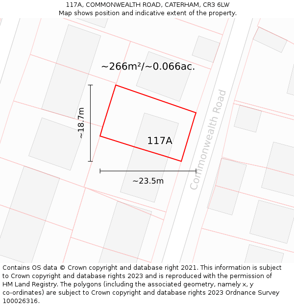 117A, COMMONWEALTH ROAD, CATERHAM, CR3 6LW: Plot and title map