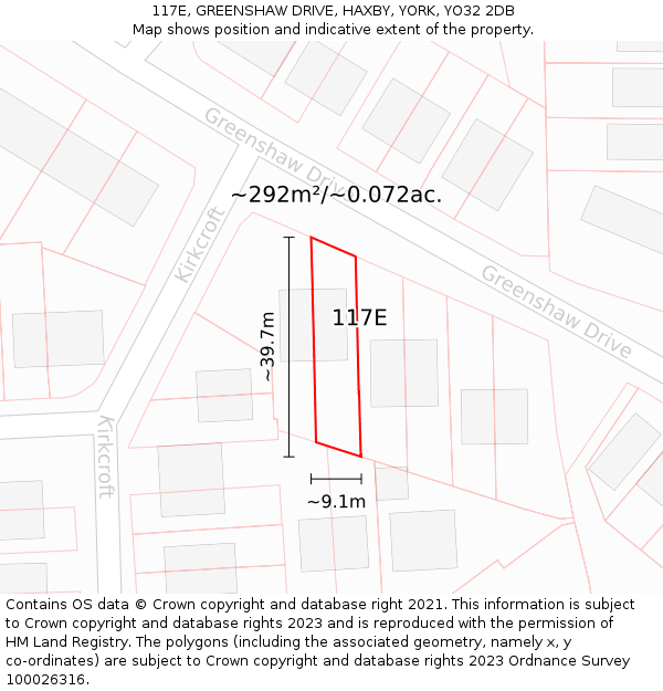 117E, GREENSHAW DRIVE, HAXBY, YORK, YO32 2DB: Plot and title map