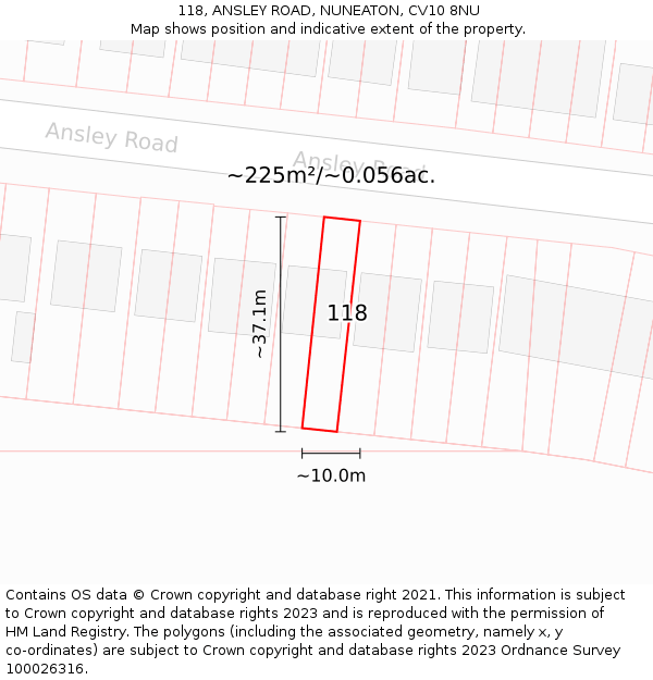 118, ANSLEY ROAD, NUNEATON, CV10 8NU: Plot and title map