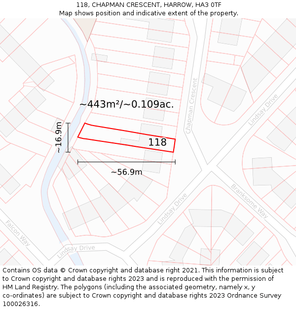 118, CHAPMAN CRESCENT, HARROW, HA3 0TF: Plot and title map