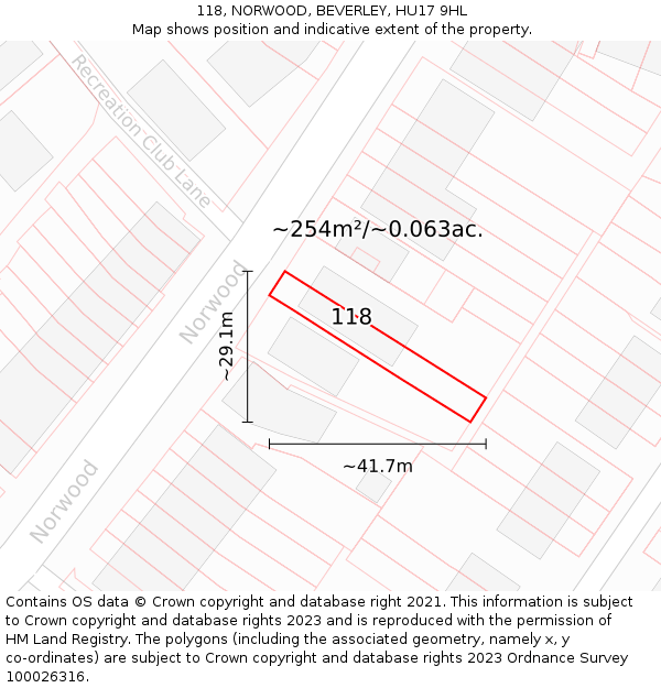 118, NORWOOD, BEVERLEY, HU17 9HL: Plot and title map