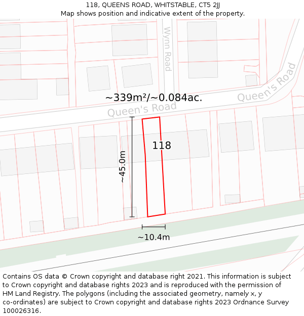 118, QUEENS ROAD, WHITSTABLE, CT5 2JJ: Plot and title map