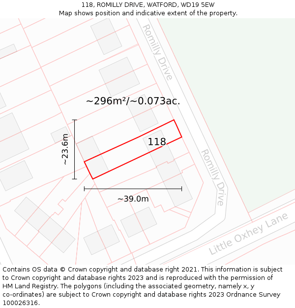 118, ROMILLY DRIVE, WATFORD, WD19 5EW: Plot and title map