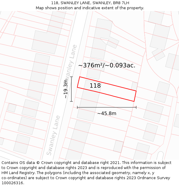 118, SWANLEY LANE, SWANLEY, BR8 7LH: Plot and title map