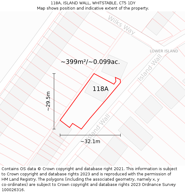 118A, ISLAND WALL, WHITSTABLE, CT5 1DY: Plot and title map