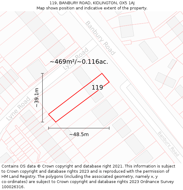 119, BANBURY ROAD, KIDLINGTON, OX5 1AJ: Plot and title map