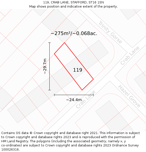 119, CRAB LANE, STAFFORD, ST16 1SN: Plot and title map