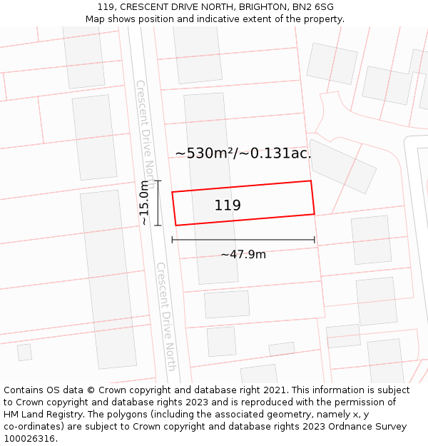 119, CRESCENT DRIVE NORTH, BRIGHTON, BN2 6SG: Plot and title map