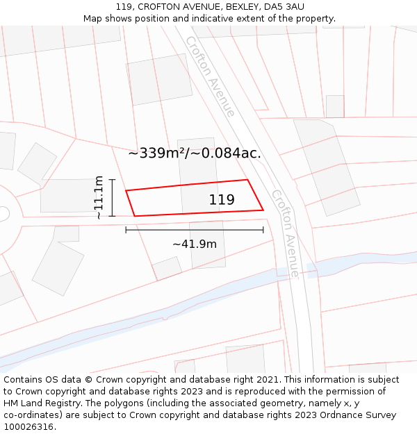 119, CROFTON AVENUE, BEXLEY, DA5 3AU: Plot and title map