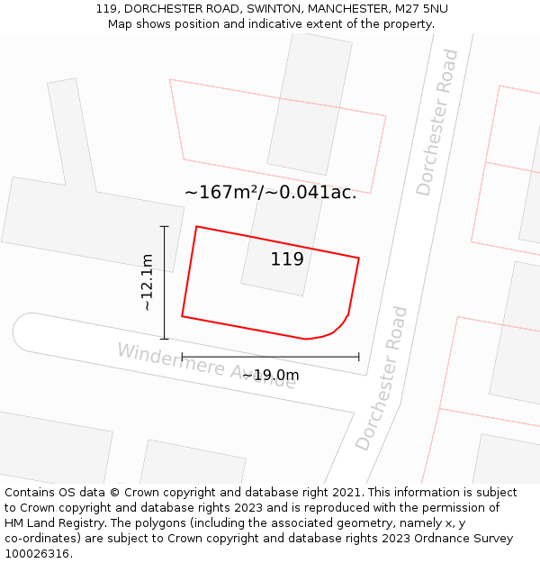 119, DORCHESTER ROAD, SWINTON, MANCHESTER, M27 5NU: Plot and title map