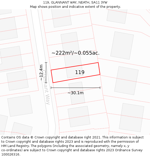 119, GLANNANT WAY, NEATH, SA11 3YW: Plot and title map