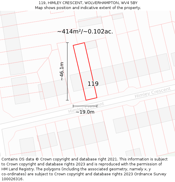 119, HIMLEY CRESCENT, WOLVERHAMPTON, WV4 5BY: Plot and title map