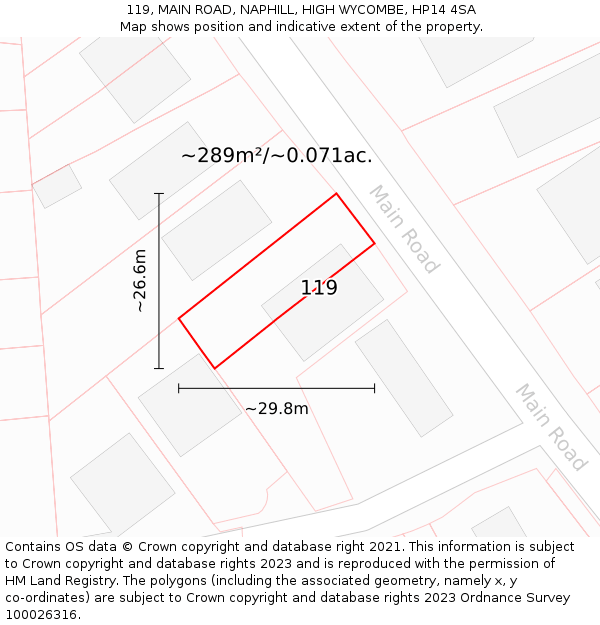 119, MAIN ROAD, NAPHILL, HIGH WYCOMBE, HP14 4SA: Plot and title map