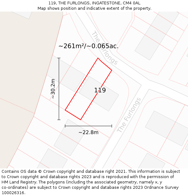 119, THE FURLONGS, INGATESTONE, CM4 0AL: Plot and title map