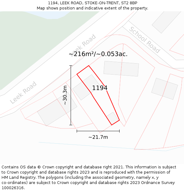 1194, LEEK ROAD, STOKE-ON-TRENT, ST2 8BP: Plot and title map