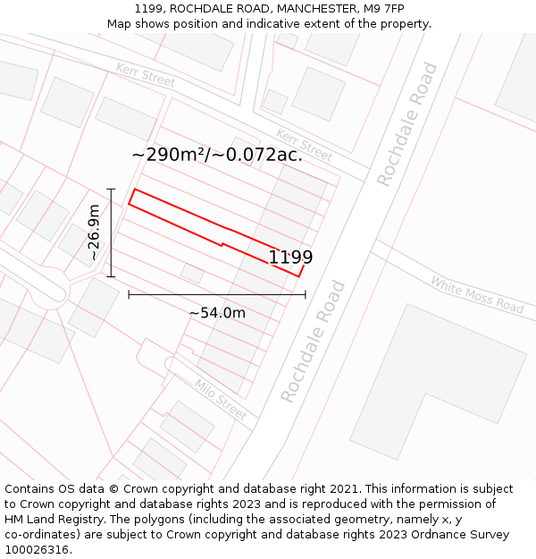 1199, ROCHDALE ROAD, MANCHESTER, M9 7FP: Plot and title map