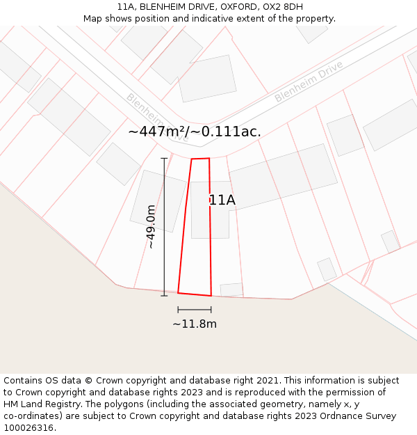 11A, BLENHEIM DRIVE, OXFORD, OX2 8DH: Plot and title map