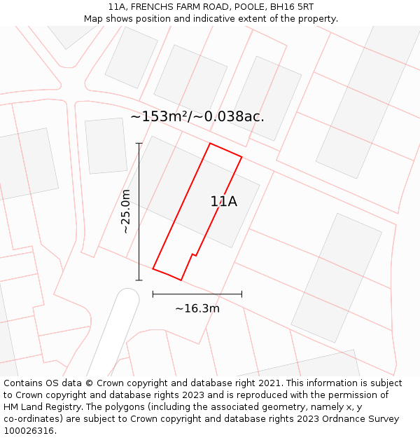 11A, FRENCHS FARM ROAD, POOLE, BH16 5RT: Plot and title map