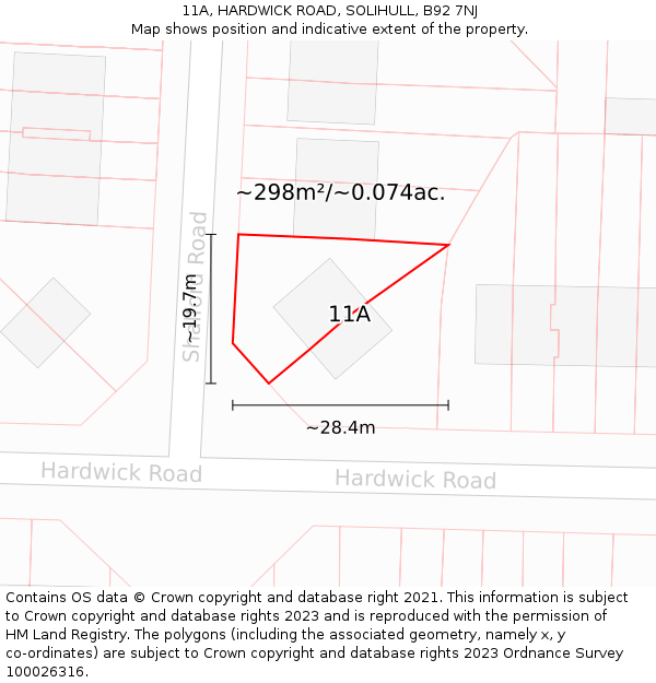 11A, HARDWICK ROAD, SOLIHULL, B92 7NJ: Plot and title map