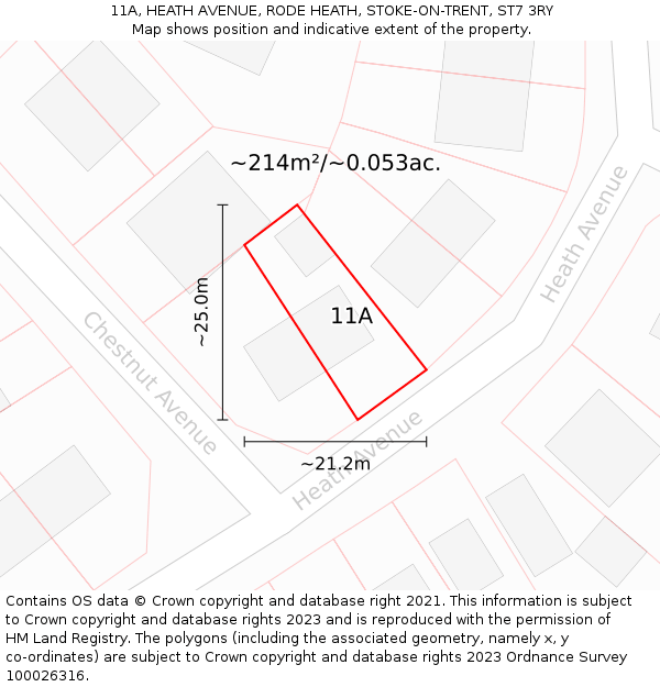 11A, HEATH AVENUE, RODE HEATH, STOKE-ON-TRENT, ST7 3RY: Plot and title map