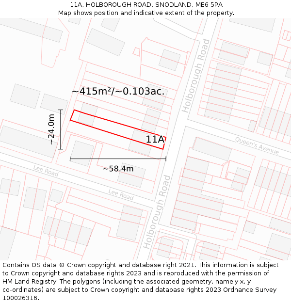 11A, HOLBOROUGH ROAD, SNODLAND, ME6 5PA: Plot and title map