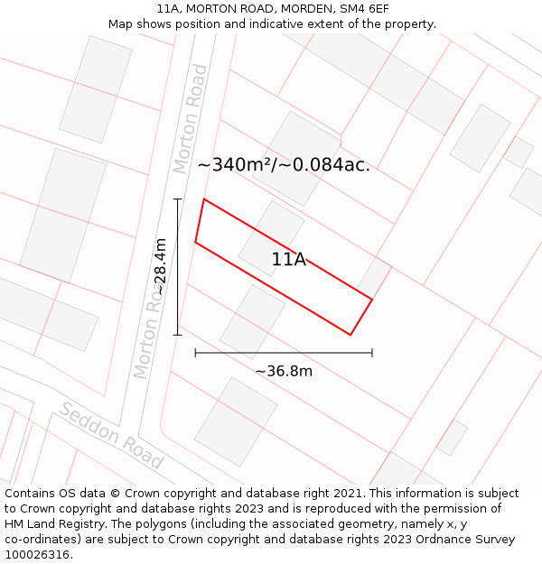 11A, MORTON ROAD, MORDEN, SM4 6EF: Plot and title map