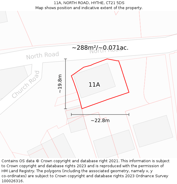 11A, NORTH ROAD, HYTHE, CT21 5DS: Plot and title map