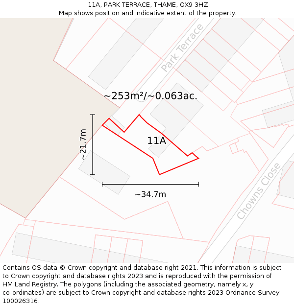 11A, PARK TERRACE, THAME, OX9 3HZ: Plot and title map