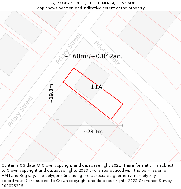 11A, PRIORY STREET, CHELTENHAM, GL52 6DR: Plot and title map