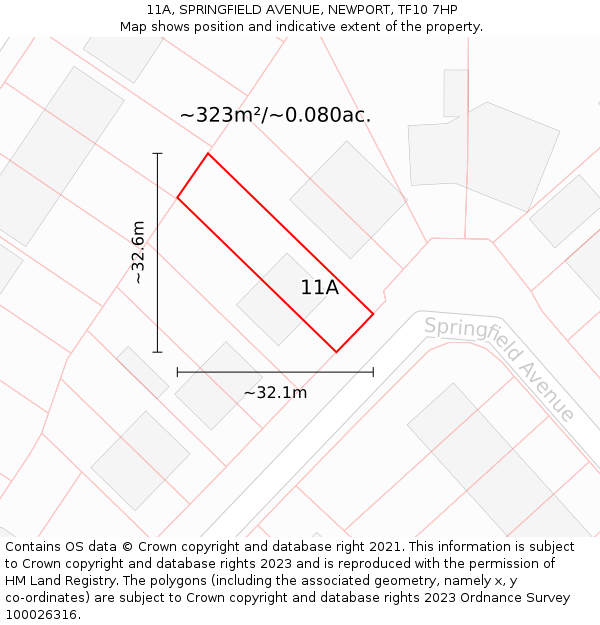 11A, SPRINGFIELD AVENUE, NEWPORT, TF10 7HP: Plot and title map