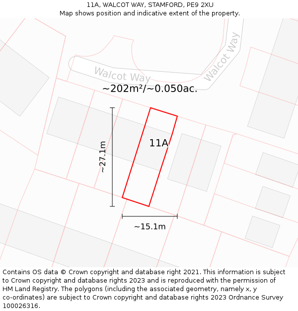 11A, WALCOT WAY, STAMFORD, PE9 2XU: Plot and title map