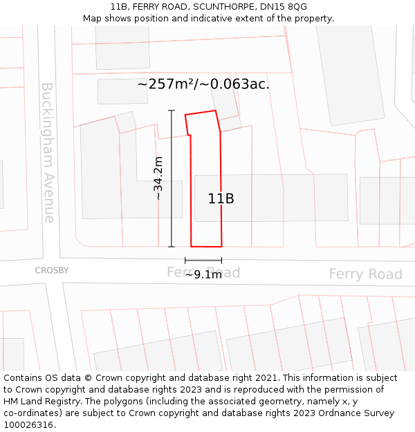 11B, FERRY ROAD, SCUNTHORPE, DN15 8QG: Plot and title map