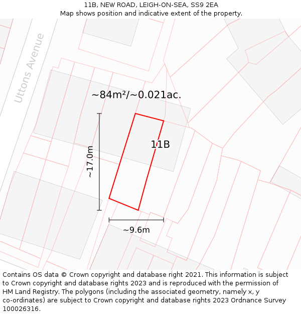 11B, NEW ROAD, LEIGH-ON-SEA, SS9 2EA: Plot and title map