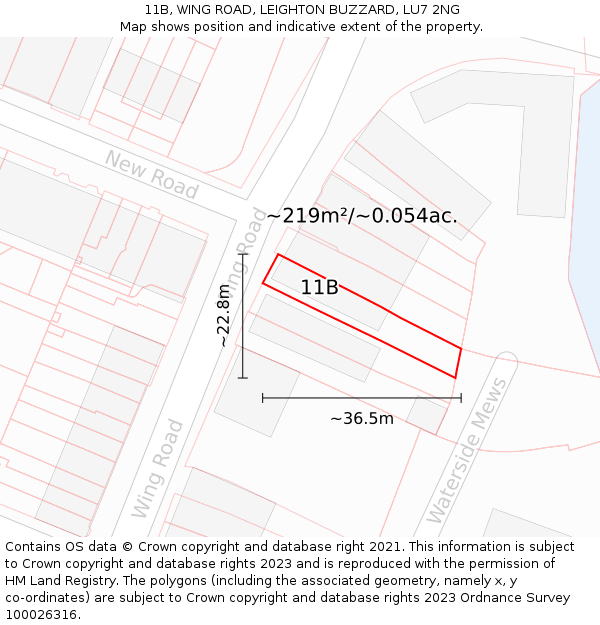 11B, WING ROAD, LEIGHTON BUZZARD, LU7 2NG: Plot and title map