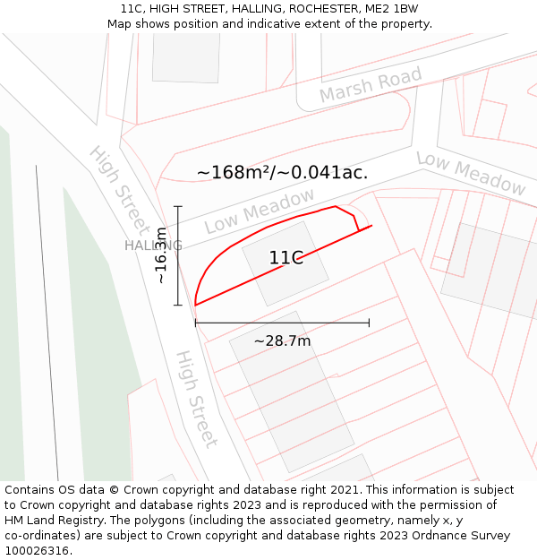 11C, HIGH STREET, HALLING, ROCHESTER, ME2 1BW: Plot and title map