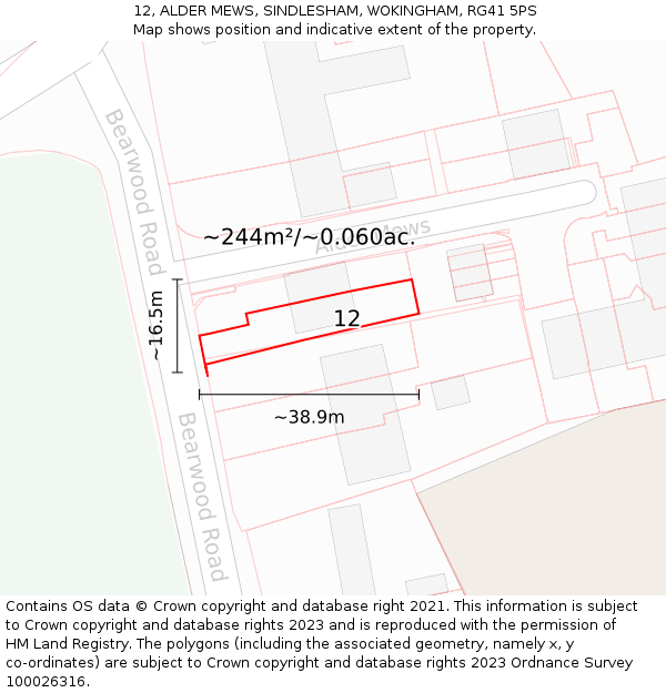 12, ALDER MEWS, SINDLESHAM, WOKINGHAM, RG41 5PS: Plot and title map